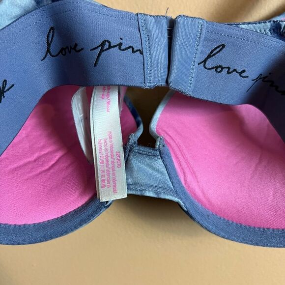 PINK Victoria’s Secret Blue Tie Dye Wear Everywhere Push Up Multi-Way Bra 32C - Picture 6 of 7